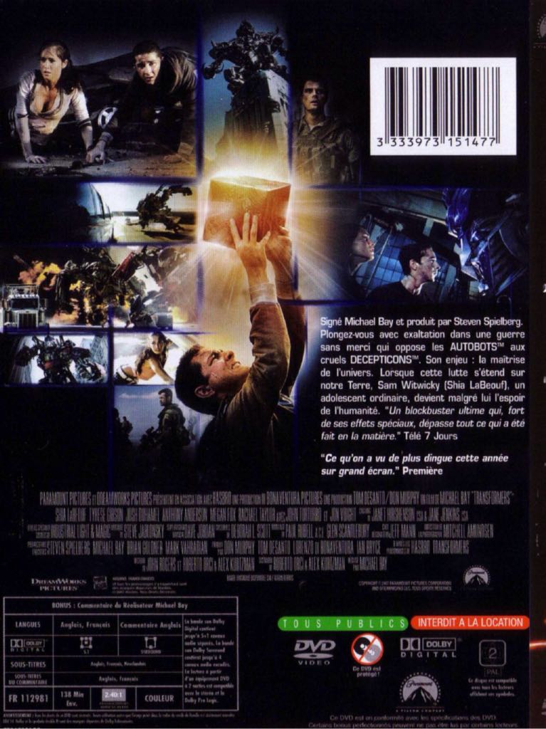 Transformers DVD movie collectible [Barcode 9337874020799] - Main Image 2