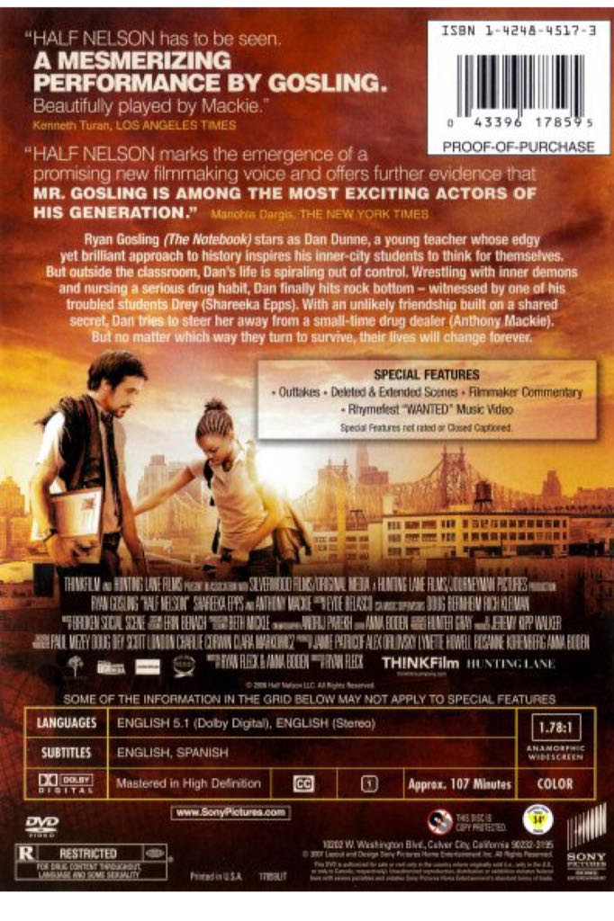 Half Nelson DVD movie collectible [Barcode 9317731050244] - Main Image 2