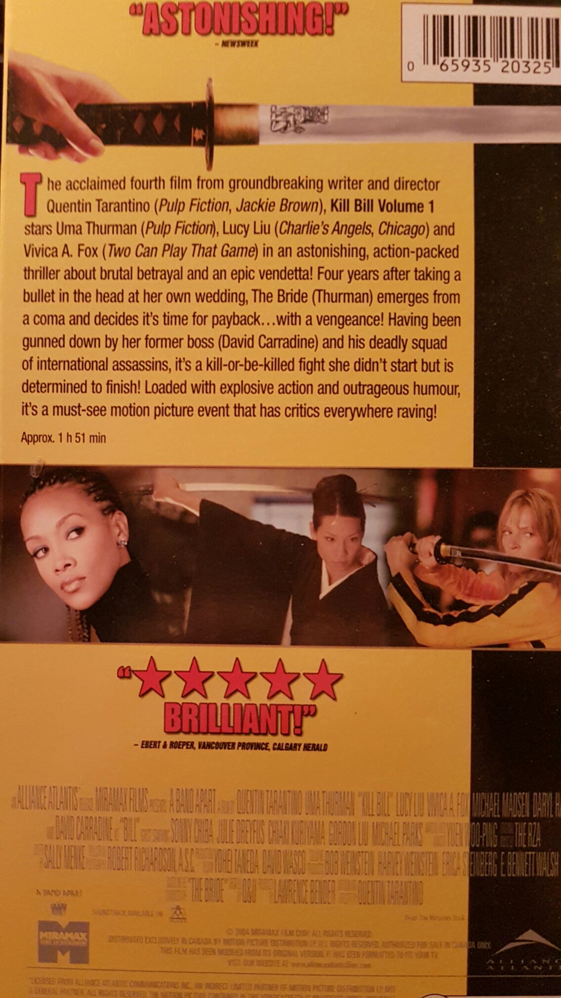 Kill Bill: Vol. 1 VHS movie collectible [Barcode 065935203254] - Main Image 2