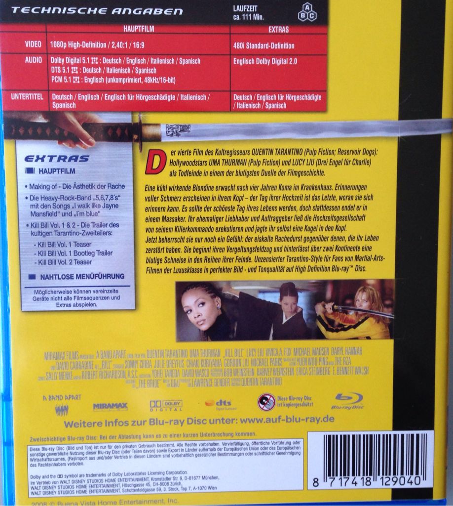 Kill Bill: Vol. 1 Blu-ray movie collectible [Barcode 5055201818119] - Main Image 2