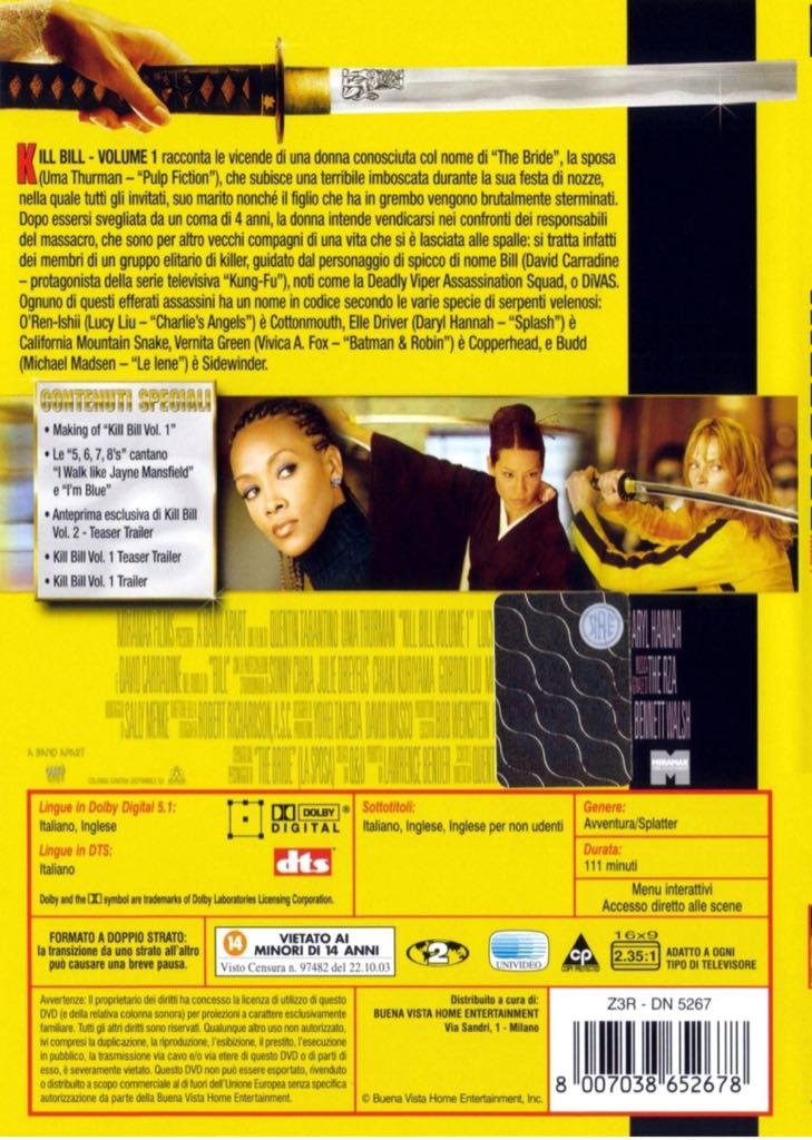 Kill Bill 1 DVD movie collectible [Barcode 9398522746034] - Main Image 2