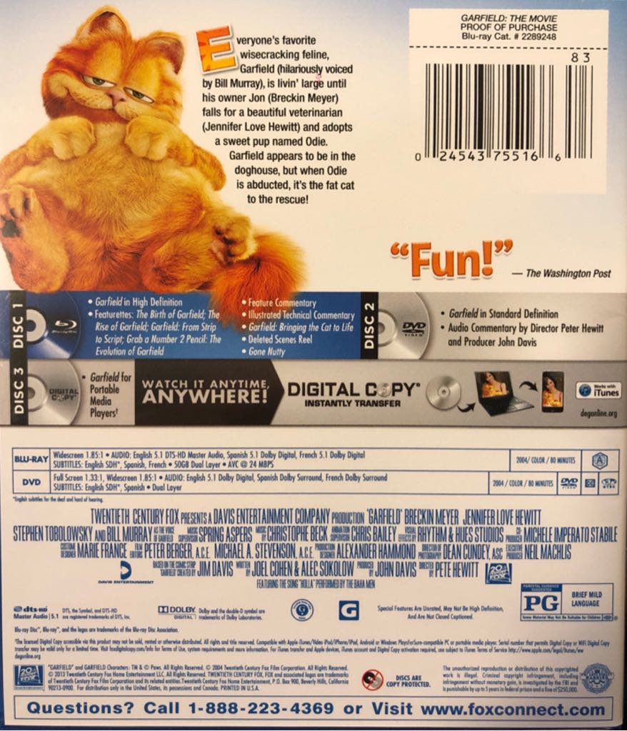 Garfield The Movie Blu-ray movie collectible [Barcode 024543755166] - Main Image 2