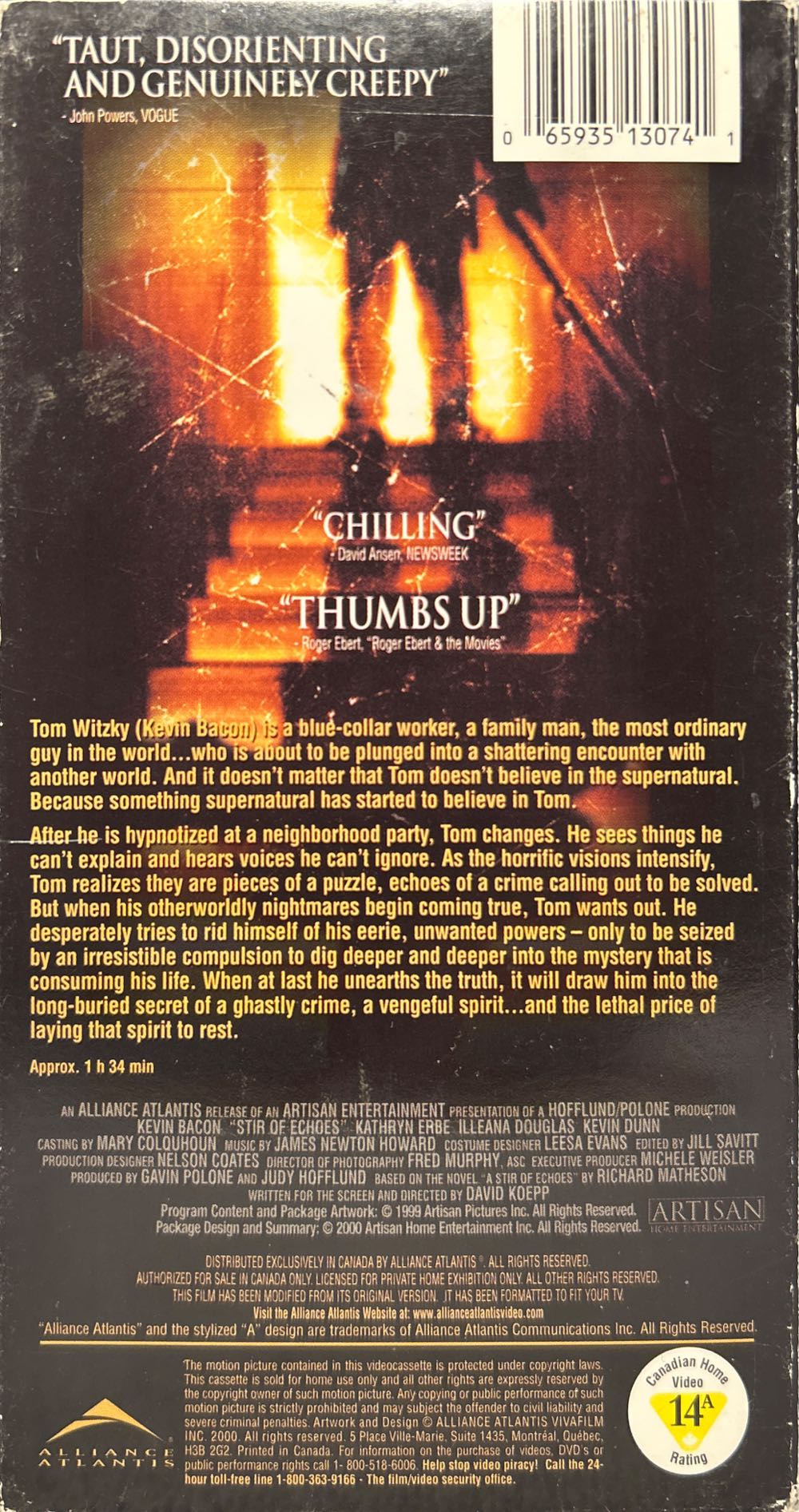 Stir of Echoes VHS movie collectible [Barcode 065935130741] - Main Image 2