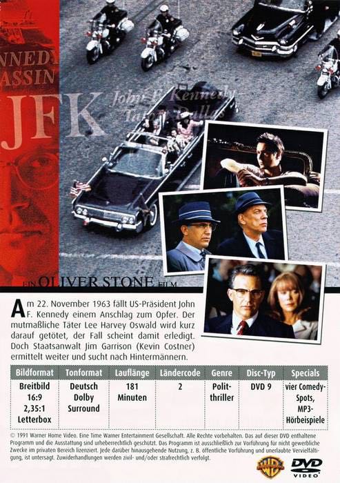 JFK DVD movie collectible [Barcode 7321937185343] - Main Image 2
