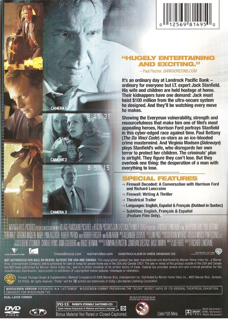 Firewall DVD movie collectible [Barcode 012569842779] - Main Image 2