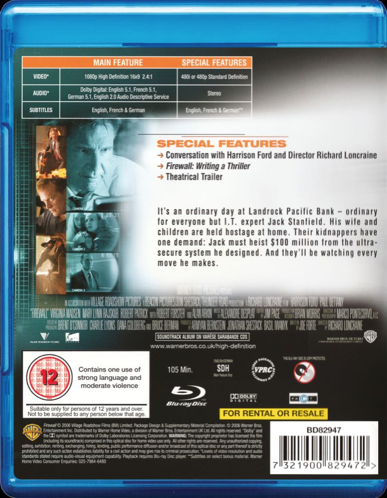 Firewall Blu-ray movie collectible [Barcode 7321900829472] - Main Image 2