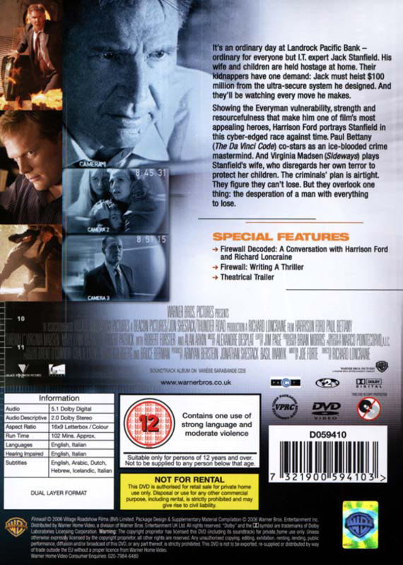 Firewall DVD movie collectible [Barcode 7321979594103] - Main Image 2