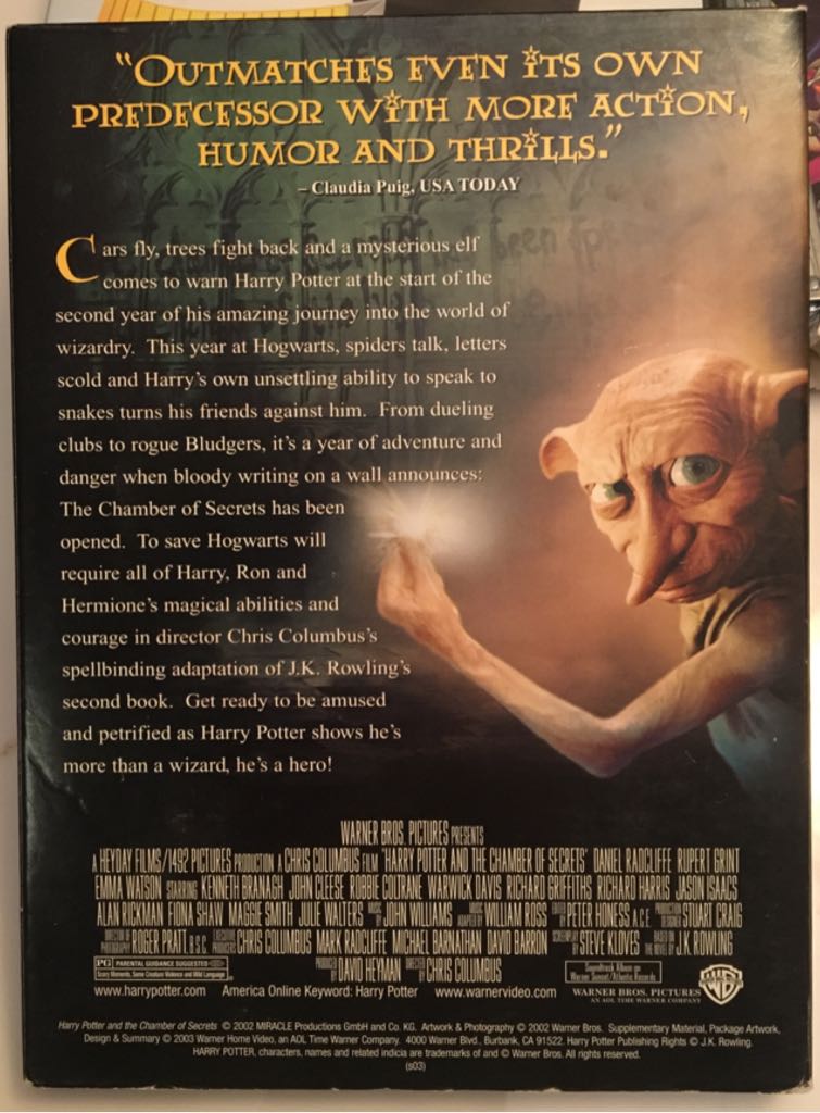 Harry Potter and the Chamber of Secrets DVD movie collectible [Barcode 00085391173625] - Main Image 2