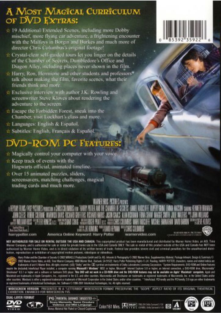 Harry Potter And The Chamber Of Secrets DVD movie collectible [Barcode 7321917235921] - Main Image 2