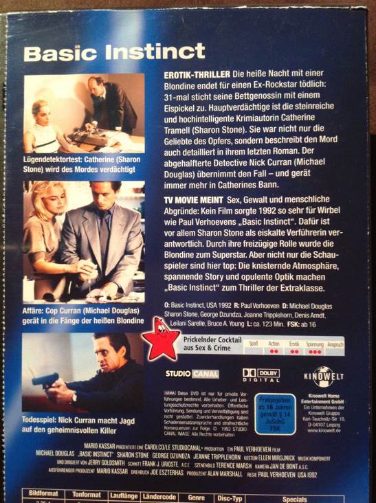 (002) Basic Instinct DVD-R movie collectible [Barcode 012236044307] - Main Image 2