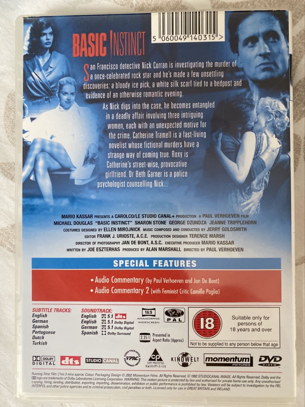 Basic Instinct DVD movie collectible [Barcode 5060049140315] - Main Image 3