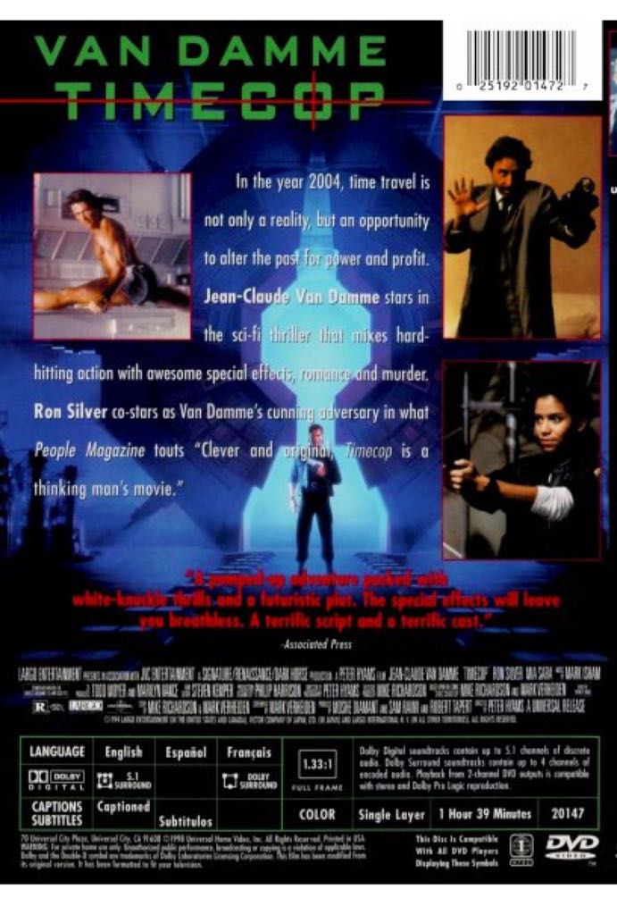 Timecop DVD movie collectible [Barcode 025192014727] - Main Image 2