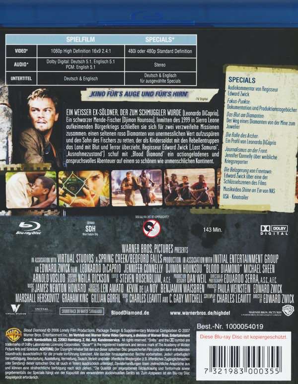 Blood Diamond DVD movie collectible [Barcode 085391117629] - Main Image 4