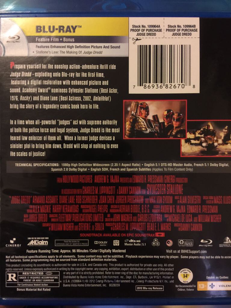 Judge Dredd (BR) Blu-ray movie collectible [Barcode 786936826708] - Main Image 2
