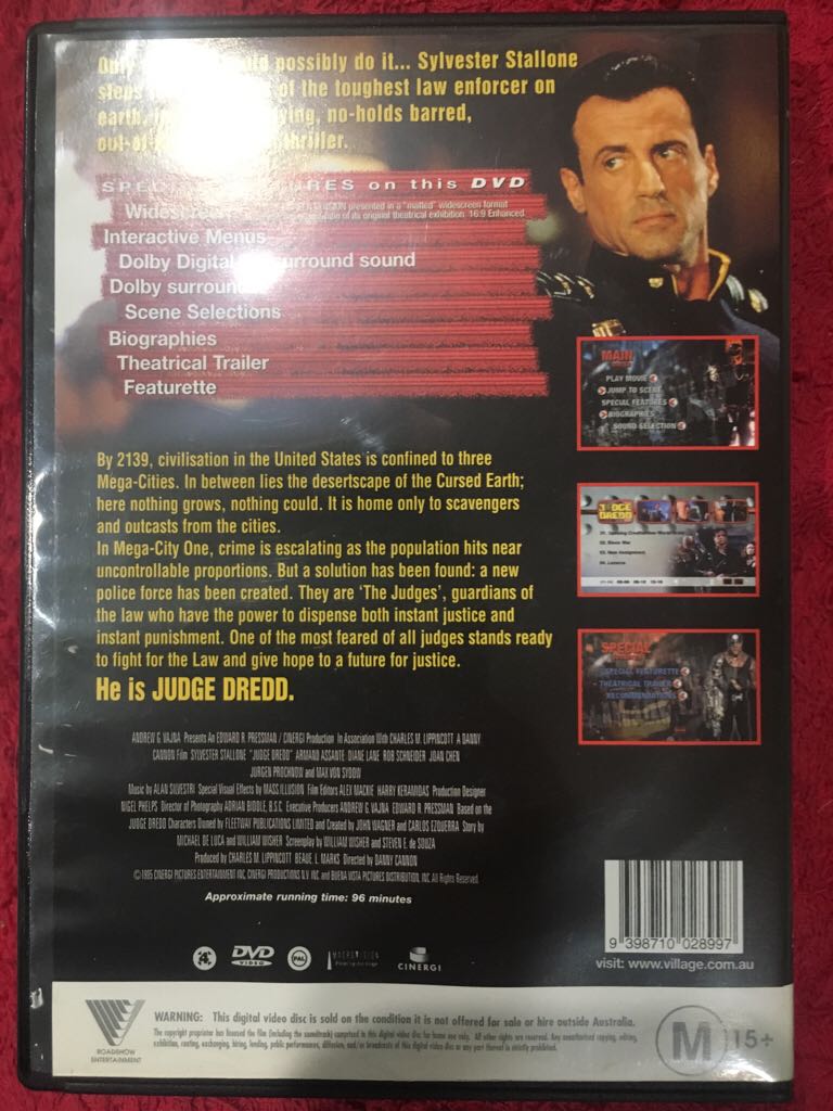 Judge Dredd (1995) DVD DVD movie collectible [Barcode 9398710028997] - Main Image 2