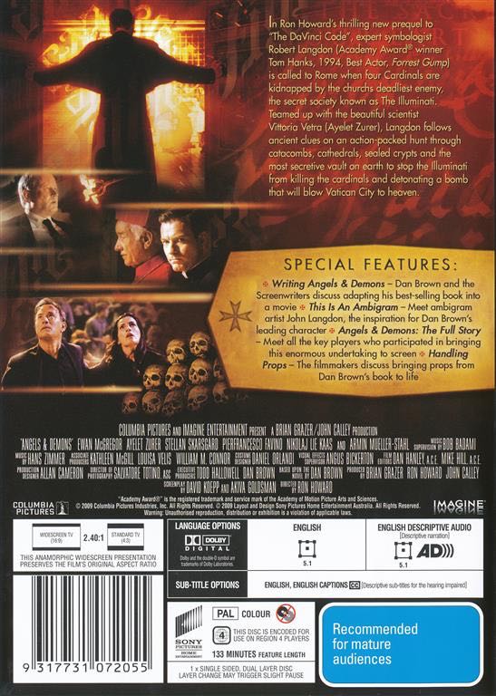 Angels & Demons DVD movie collectible [Barcode 9317731072055] - Main Image 2