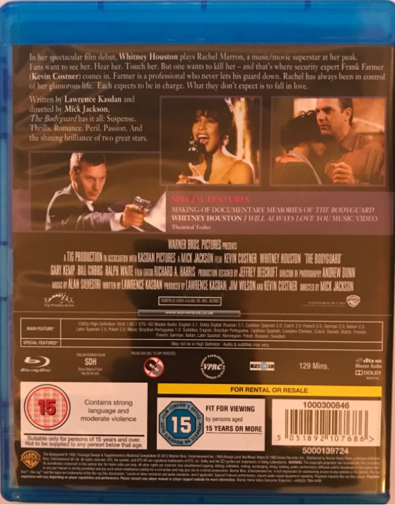 The Bodyguard Blu-ray movie collectible [Barcode 5051892107686] - Main Image 2