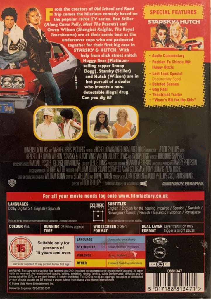 Starsky & Hutch DVD movie collectible [Barcode 5017188813471] - Main Image 2