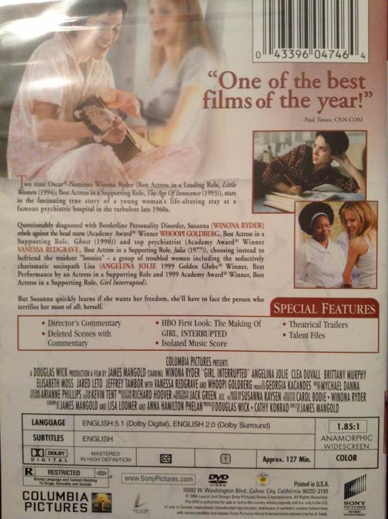 Girl, Interrupted DVD movie collectible [Barcode 8712609590043] - Main Image 2