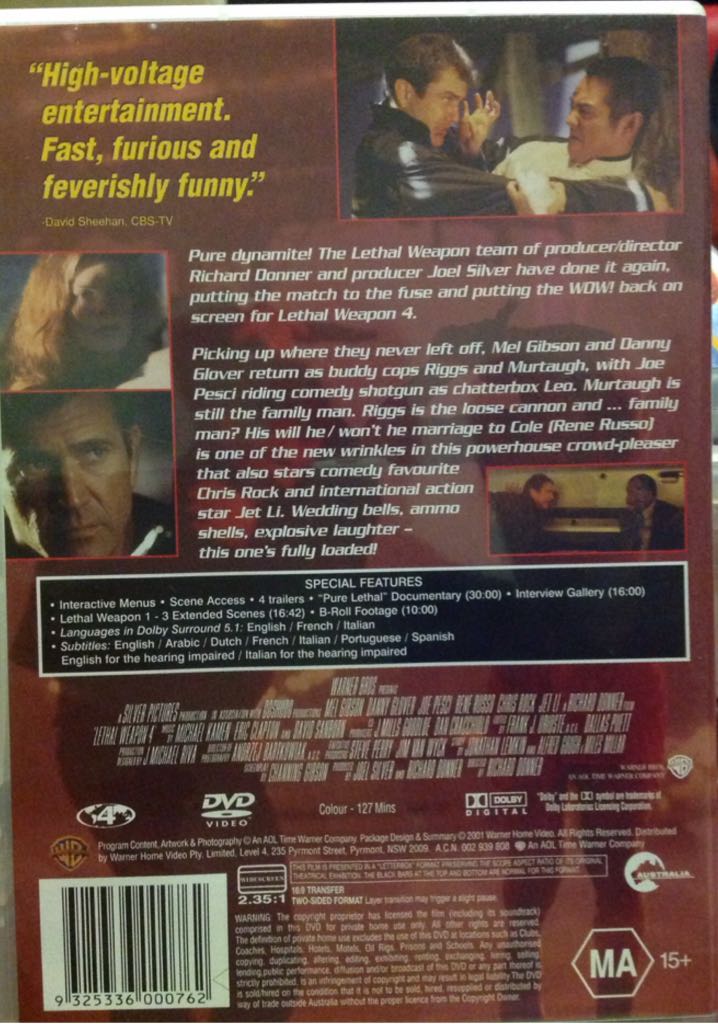 Lethal Weapon 4 DVD movie collectible [Barcode 9325336000762] - Main Image 2