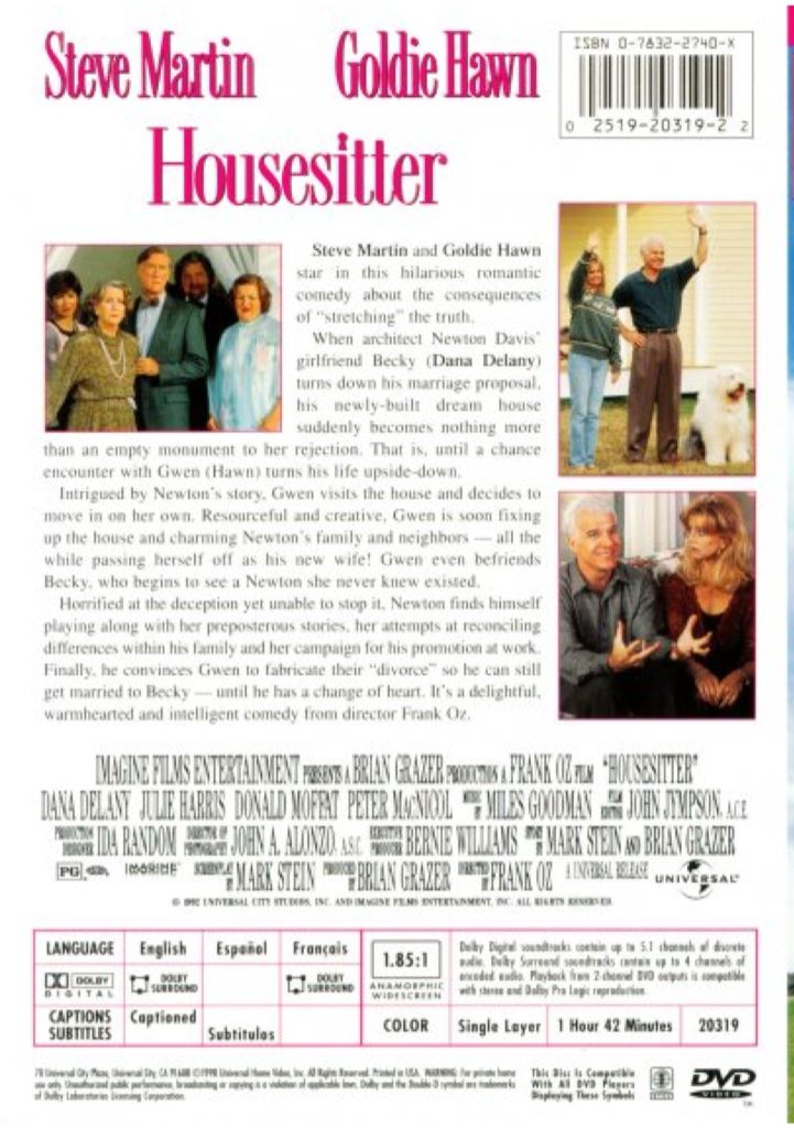 Housesitter Digital Copy movie collectible [Barcode 025192031922] - Main Image 2