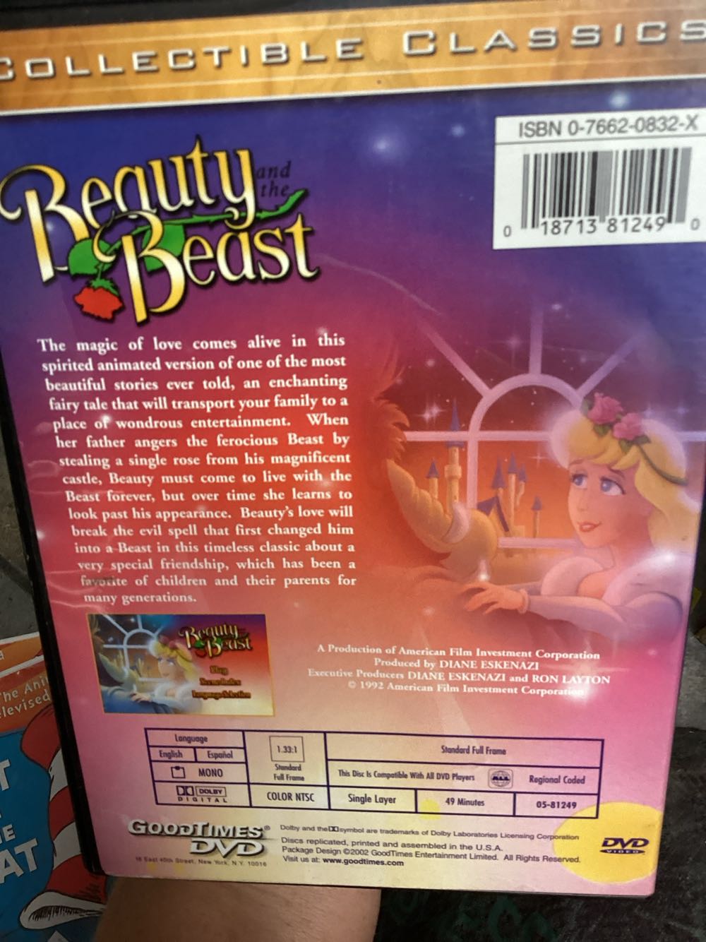 BEAUTY & THE BEAST Goodtimes DVD Blu-ray movie collectible [Barcode 018713812490] - Main Image 2