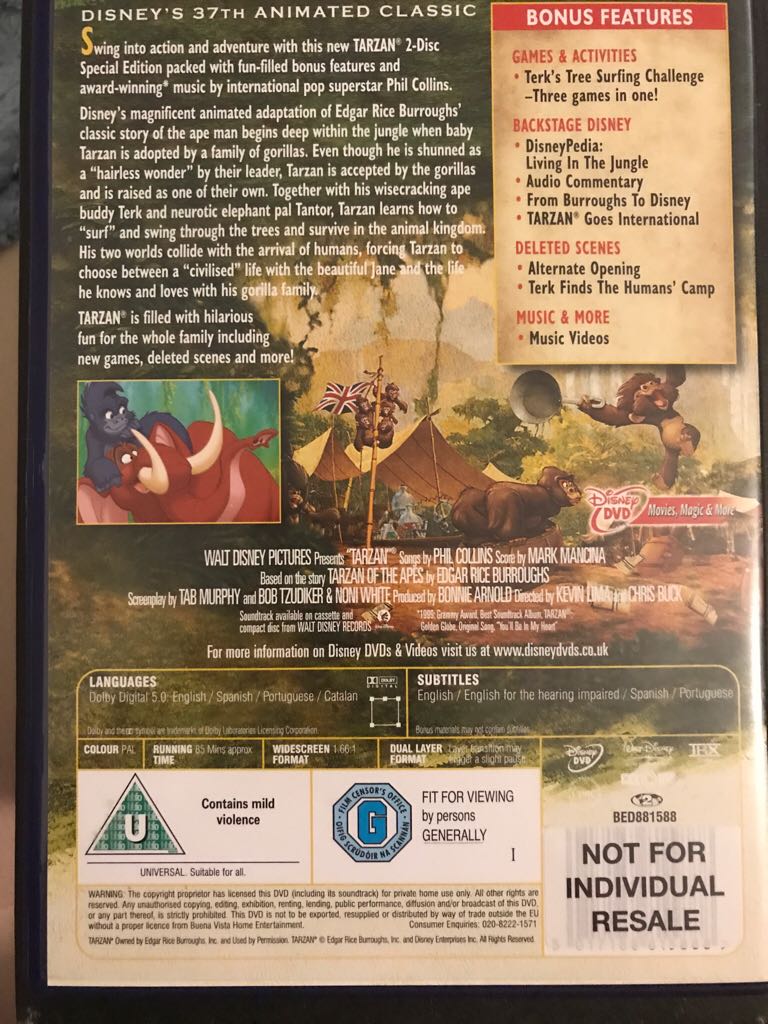 Tarzan DVD movie collectible [Barcode 7393834513505] - Main Image 2
