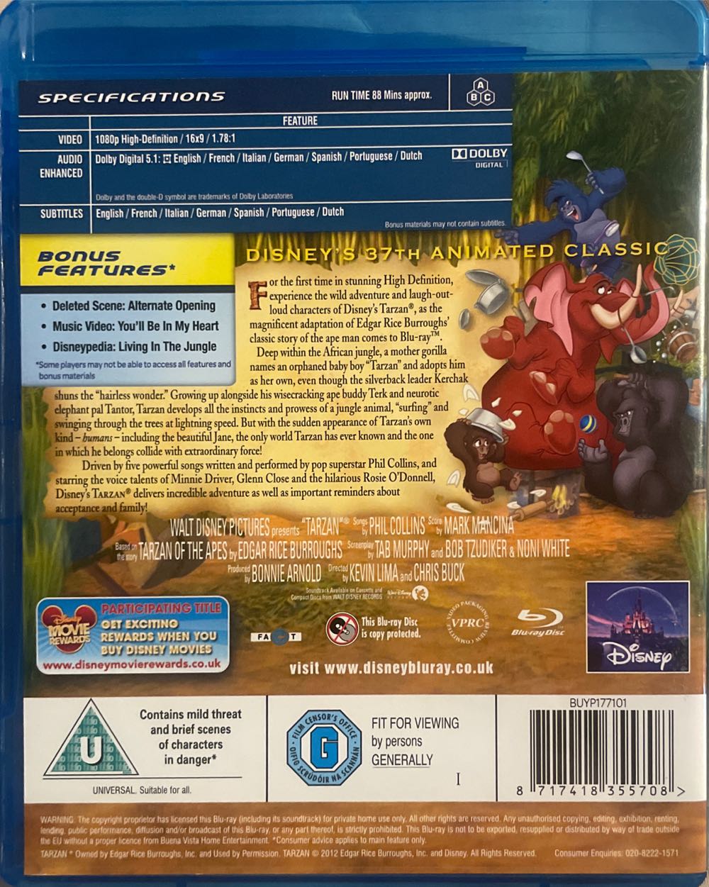 Tarzan Blu-ray movie collectible [Barcode 8717418355708] - Main Image 2