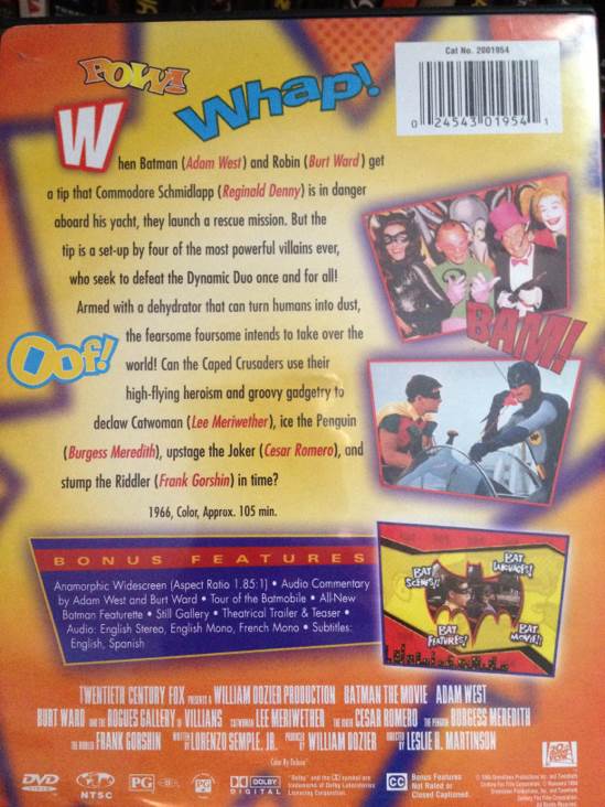Batman (1966): Batman The Movie (Holy Special Edition Batman) DVD movie collectible [Barcode 024543019541] - Main Image 2