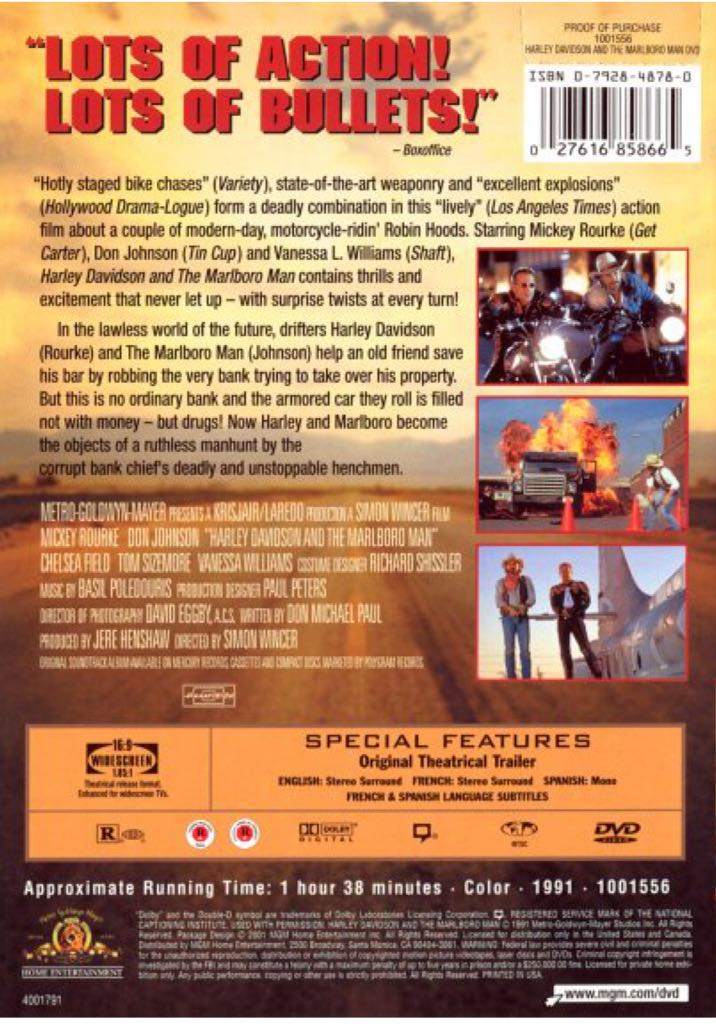 Harley Davidson and the Marlboro Man Blu-ray movie collectible [Barcode 826663157765] - Main Image 2