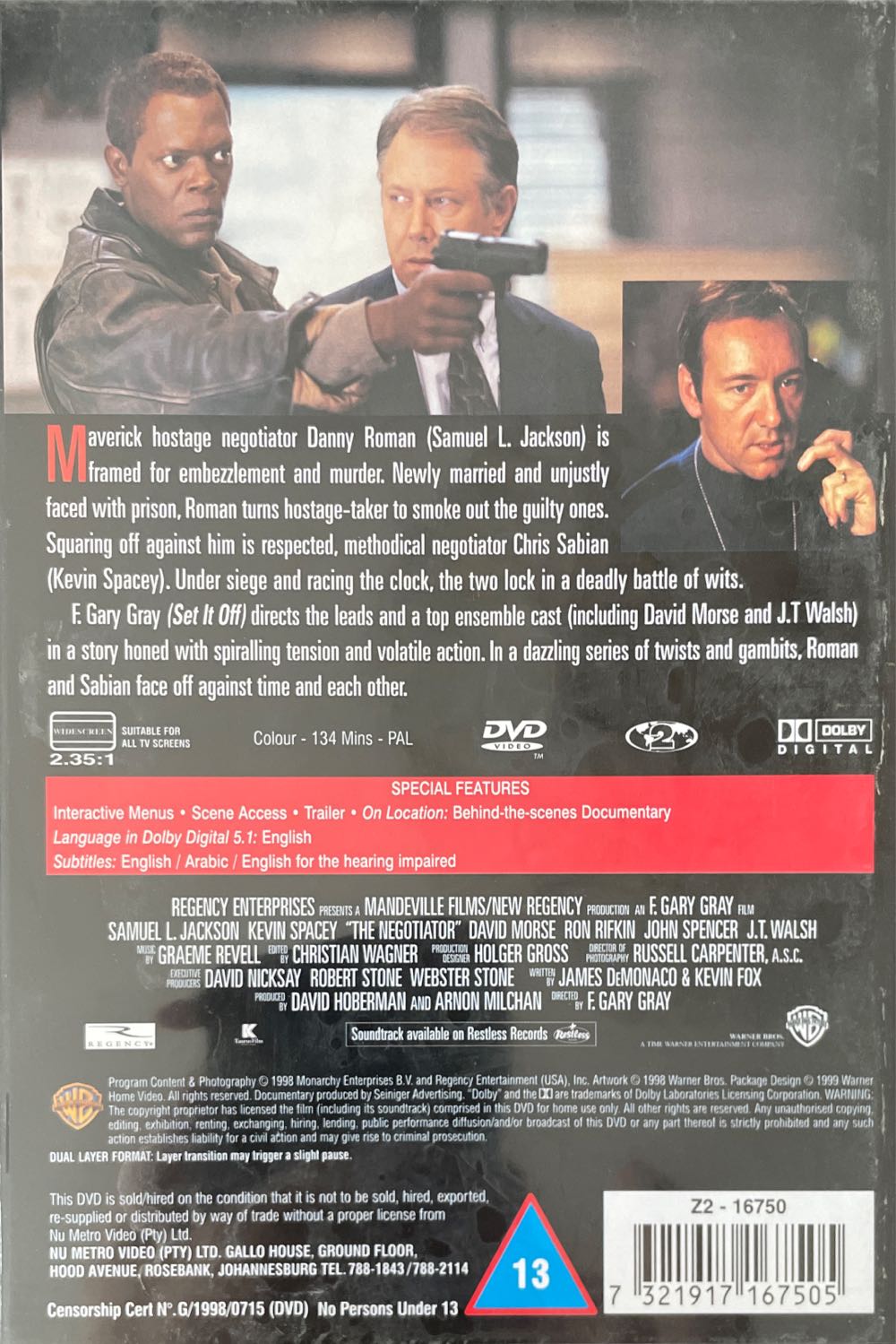 The Negotiator DVD movie collectible [Barcode 7321917167505] - Main Image 2