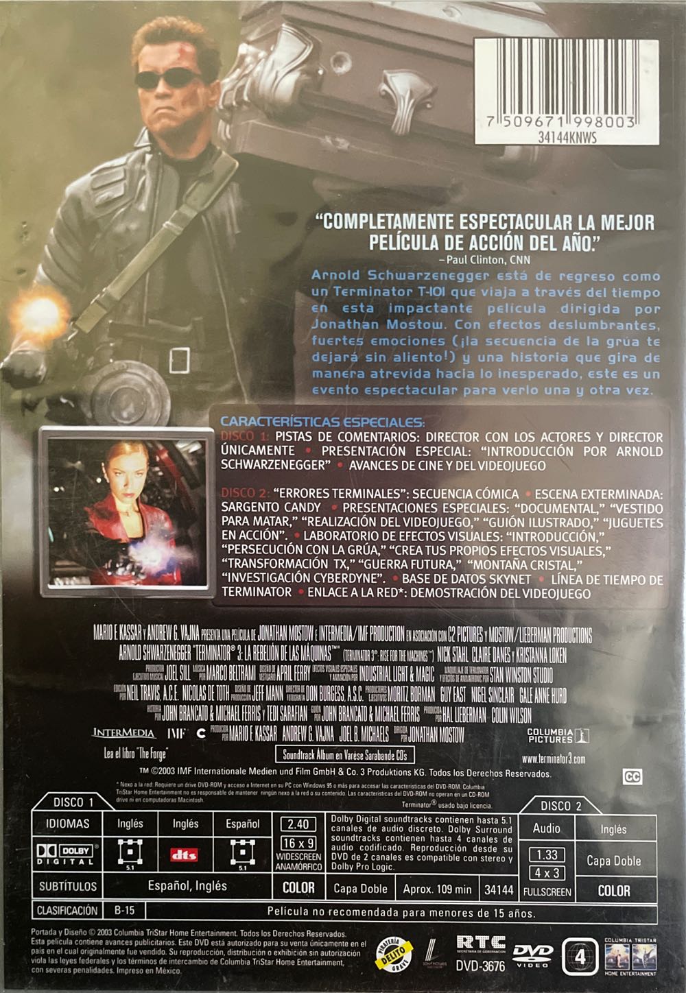 Terminator 3: Rise of the Machines DVD movie collectible [Barcode 7509671998003] - Main Image 2