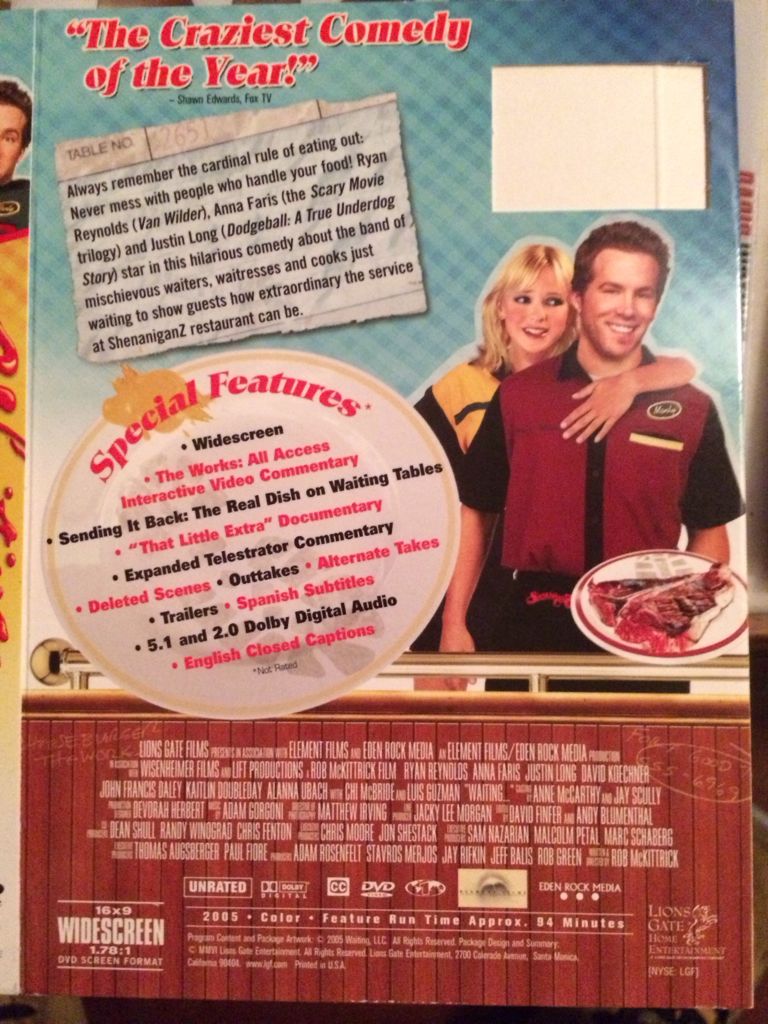 Waiting... (2005) DVD movie collectible [Barcode 012236186083] - Main Image 2