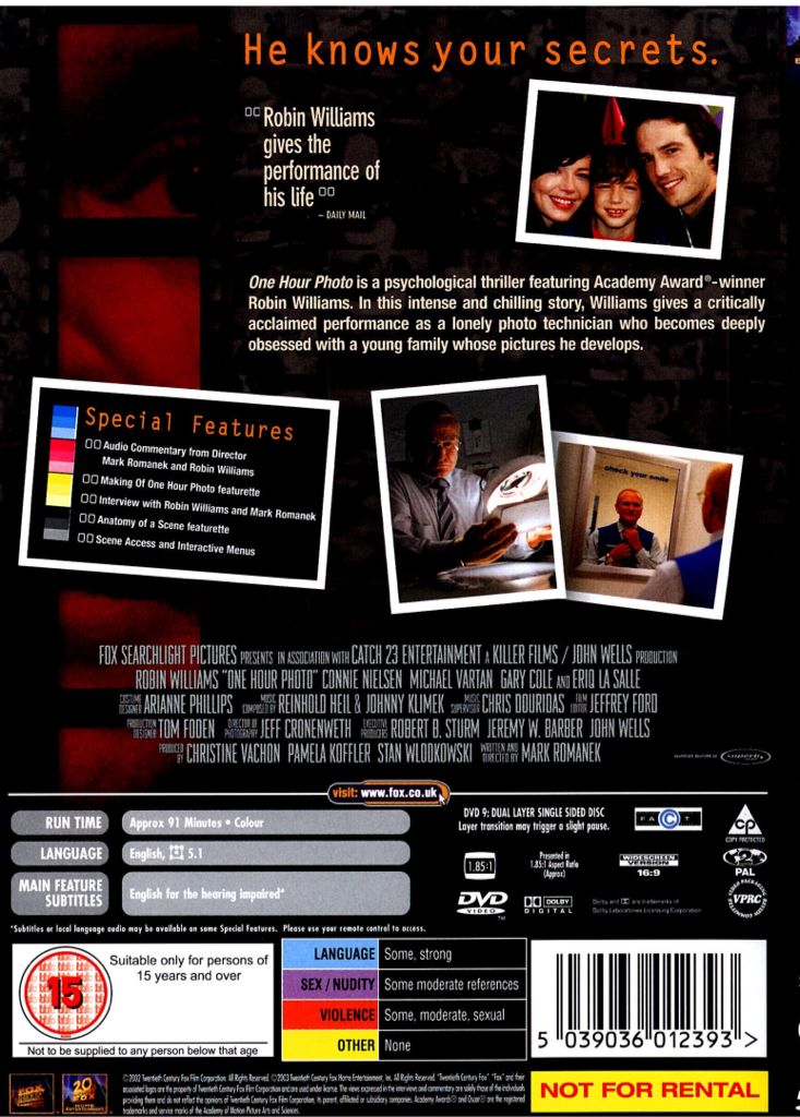 One Hour Photo DVD movie collectible [Barcode 5039036012393] - Main Image 2