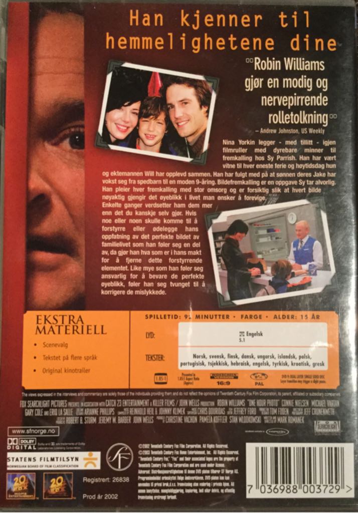 One Hour Photo DVD movie collectible [Barcode 7036988003729] - Main Image 2