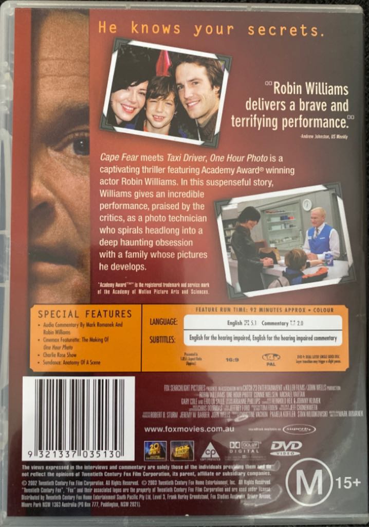 One Hour Photo DVD movie collectible [Barcode 9321337035130] - Main Image 2