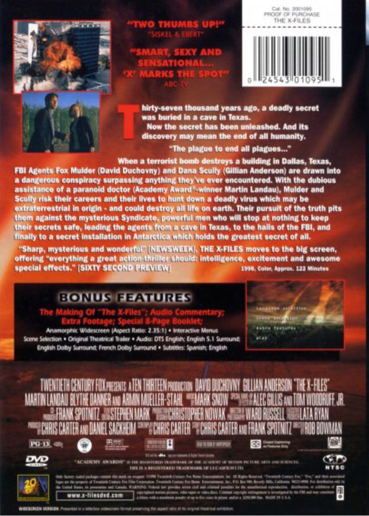 The X-Files: Fight the Future DVD movie collectible [Barcode 024543010951] - Main Image 2