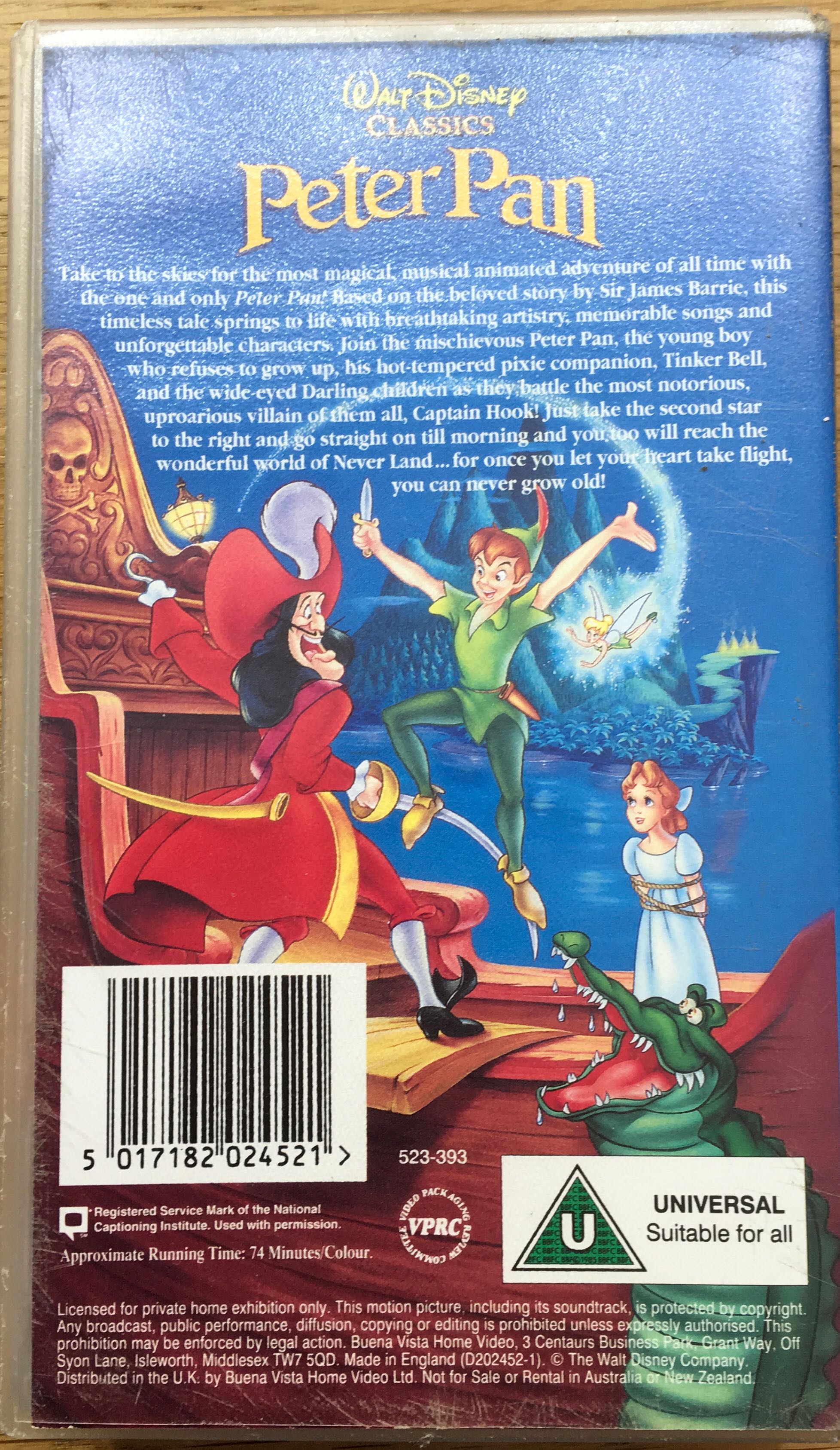 Peter Pan VHS movie collectible [Barcode 5017182024521] - Main Image 2