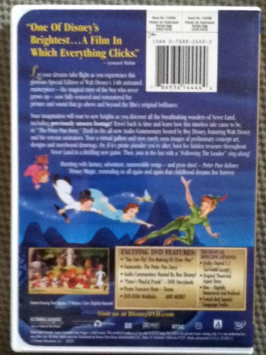 Peter Pan DVD movie collectible [Barcode 786936144444] - Main Image 2