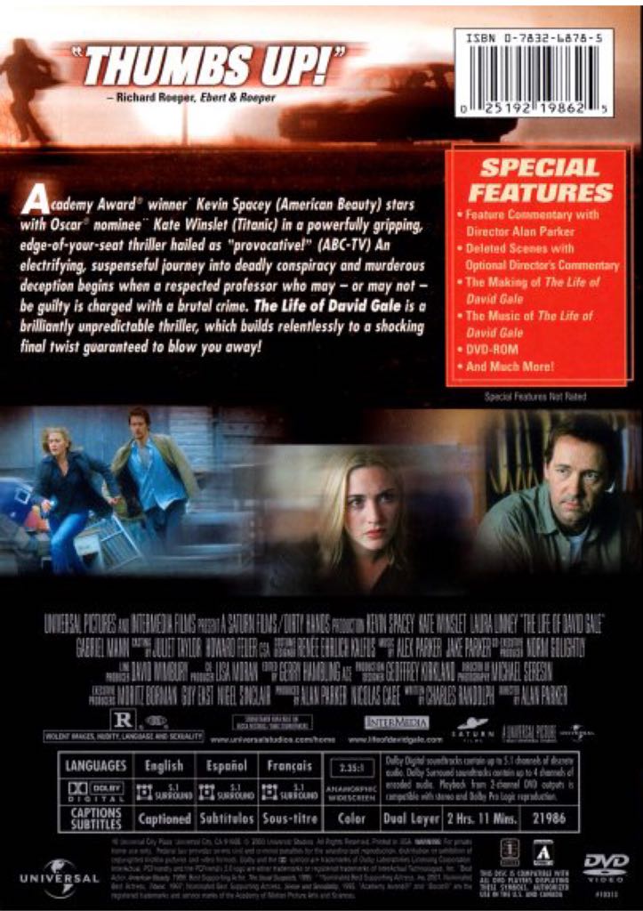 The Life Of David Gale DVD movie collectible [Barcode 025192249228] - Main Image 2
