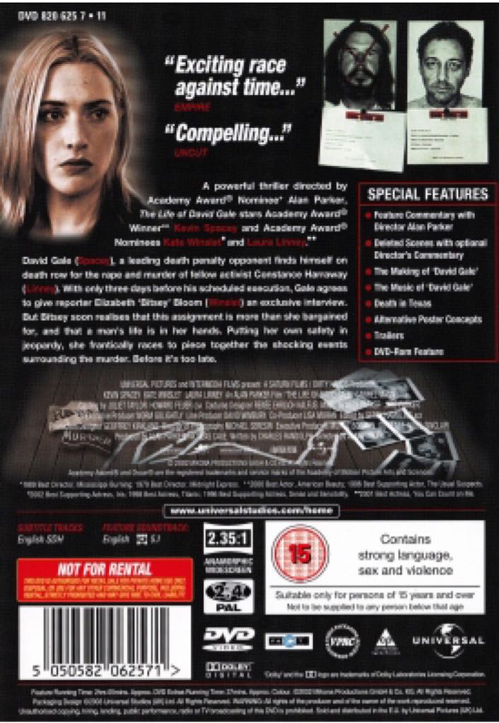 Life of David Gale, The DVD movie collectible [Barcode 5050582062434] - Main Image 2