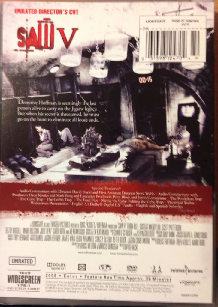Saw V Digital Copy movie collectible [Barcode 031398106876] - Main Image 2