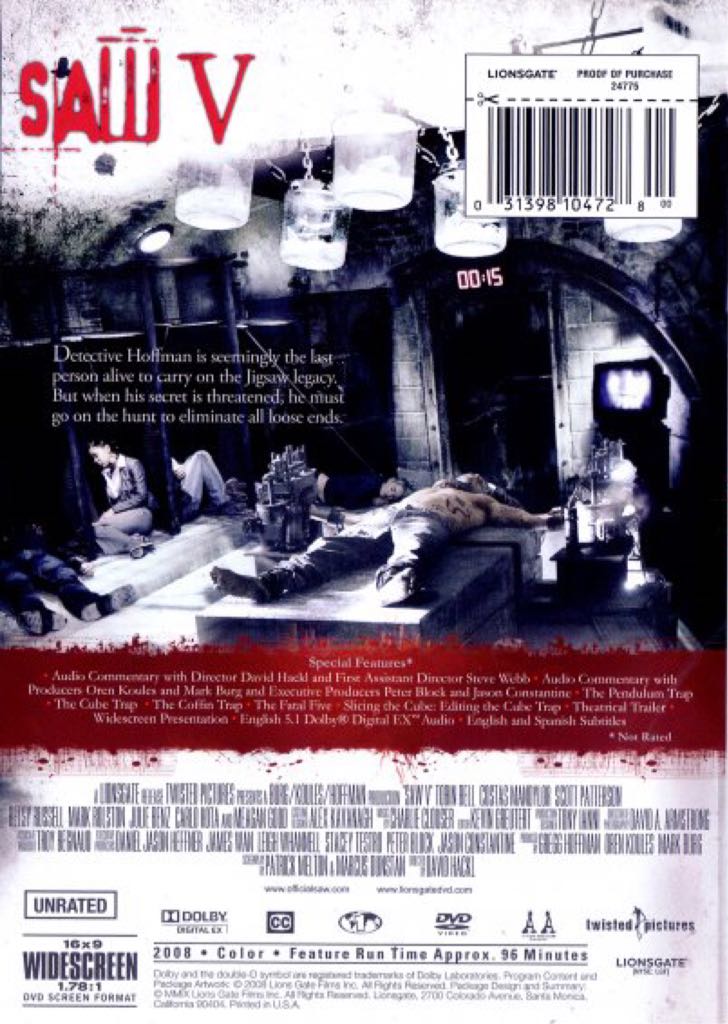 Saw V DVD movie collectible [Barcode 057373202982] - Main Image 2