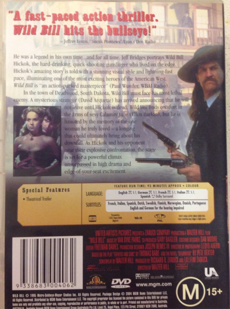 Wild Bill Laser Disc movie collectible [Barcode 9338683004062] - Main Image 2