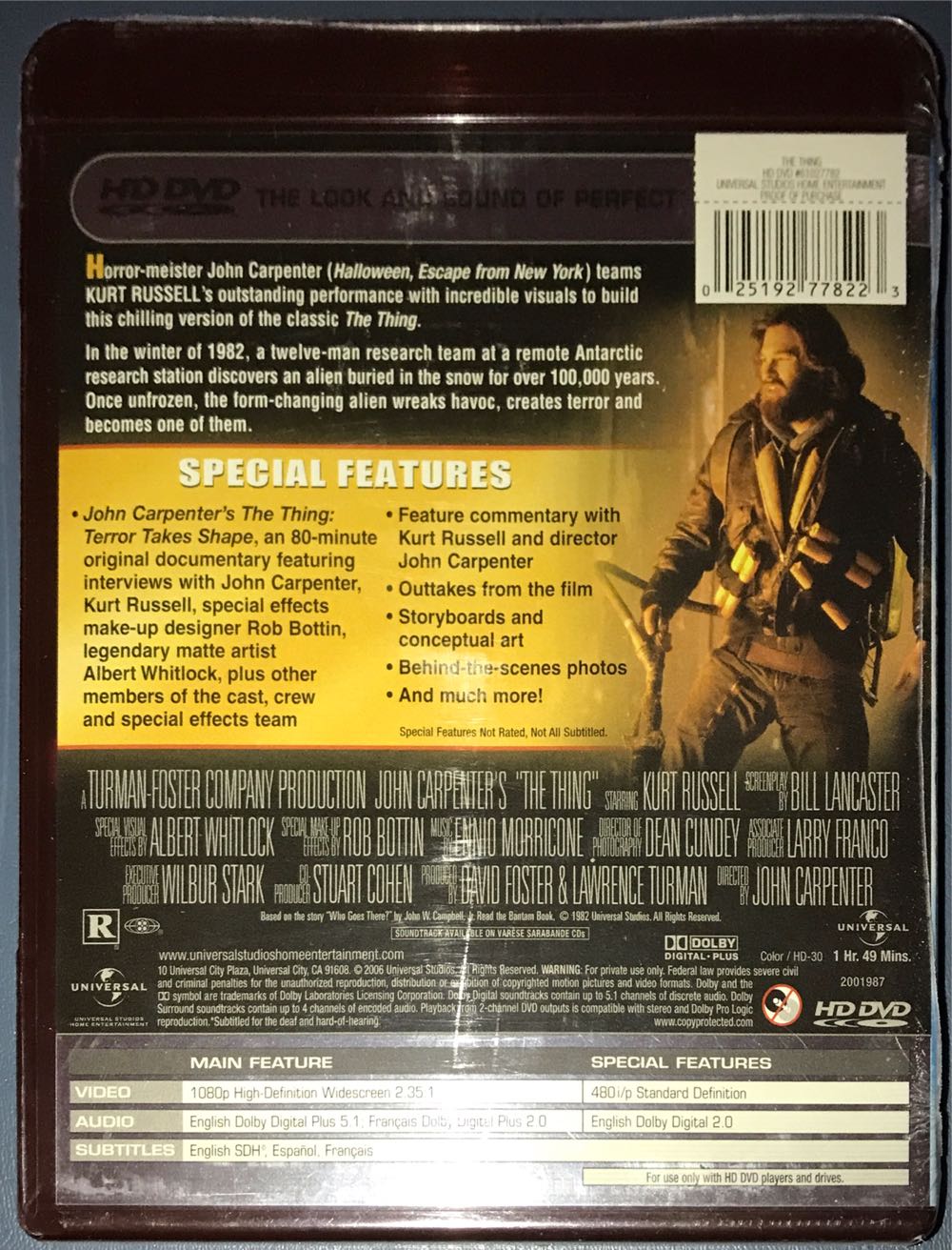 The Thing (HD DVD) Digital Copy movie collectible [Barcode 025192778223] - Main Image 2
