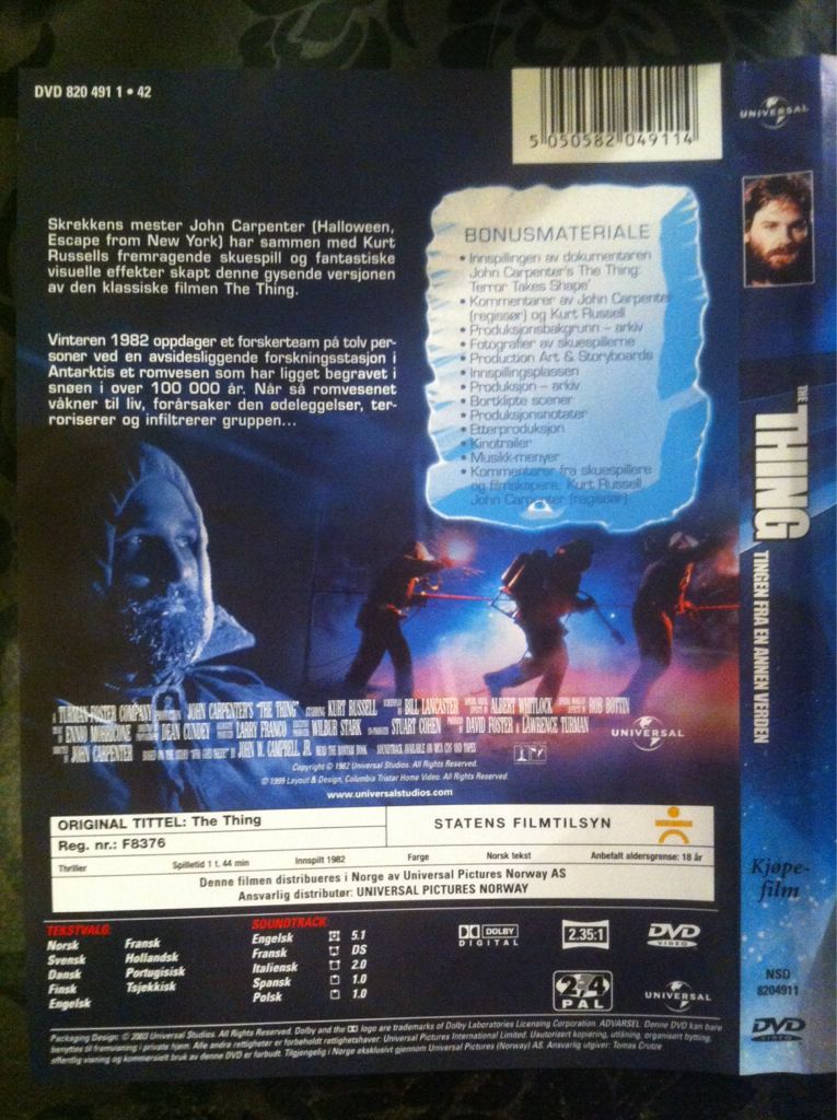 The Thing DVD movie collectible [Barcode 5050582049114] - Main Image 2
