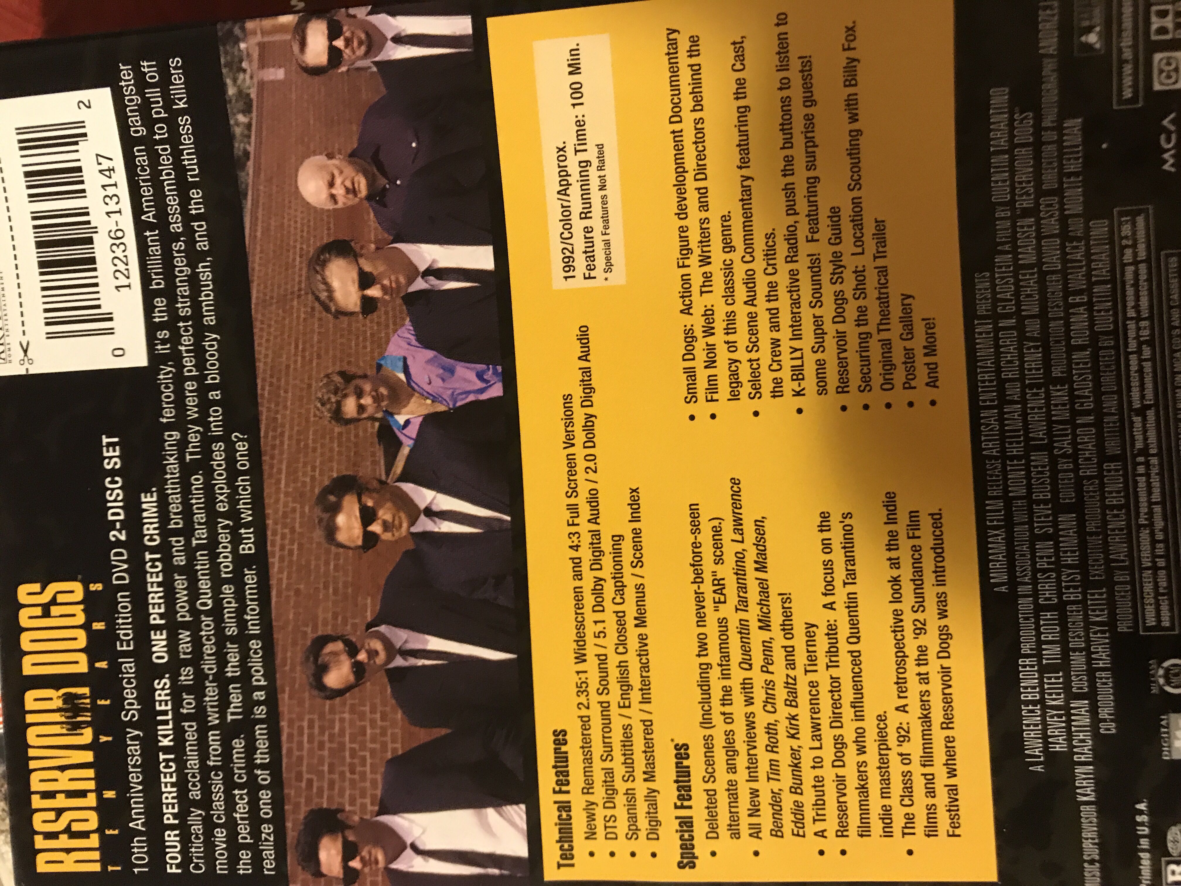 Reservoir Dogs DVD movie collectible [Barcode 012236131472] - Main Image 3