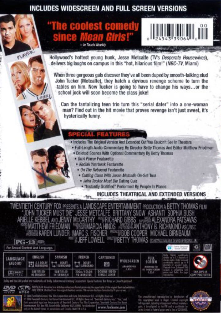 John Tucker Must Die DVD movie collectible [Barcode 024543390657] - Main Image 2