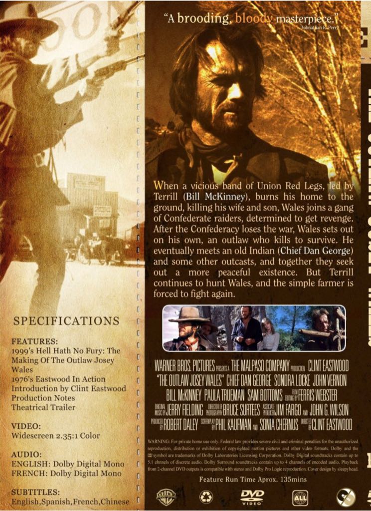 The Outlaw Josey Wales Digital Copy movie collectible [Barcode 0883929033010] - Main Image 2
