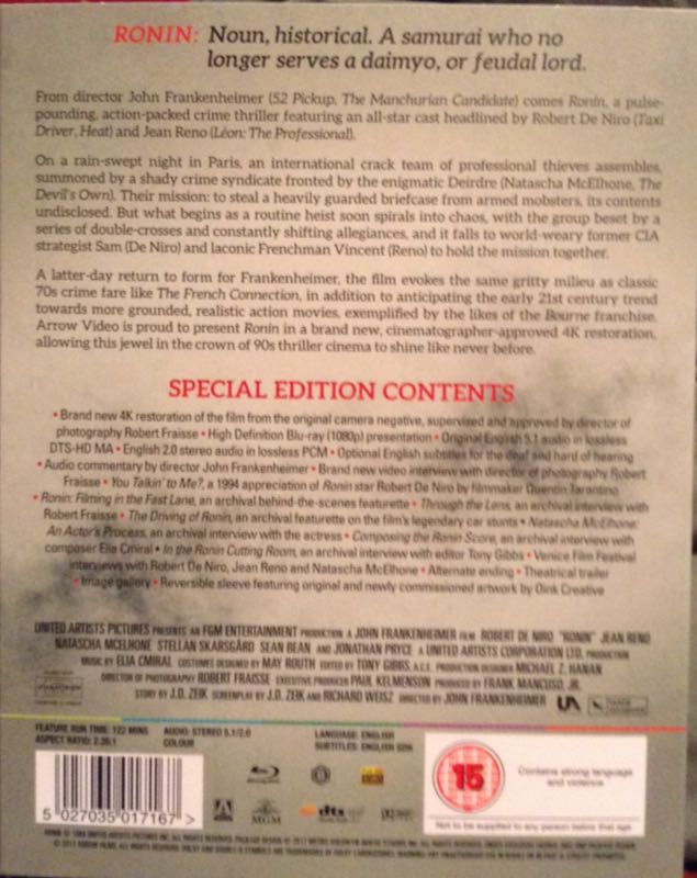 RONIN Blu-ray movie collectible [Barcode 5027035017167] - Main Image 2